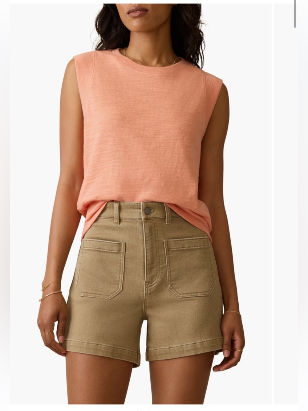 Faherty women’s  Sunwashed Slub Muscle Tank top shirt canyon sunset large NWT